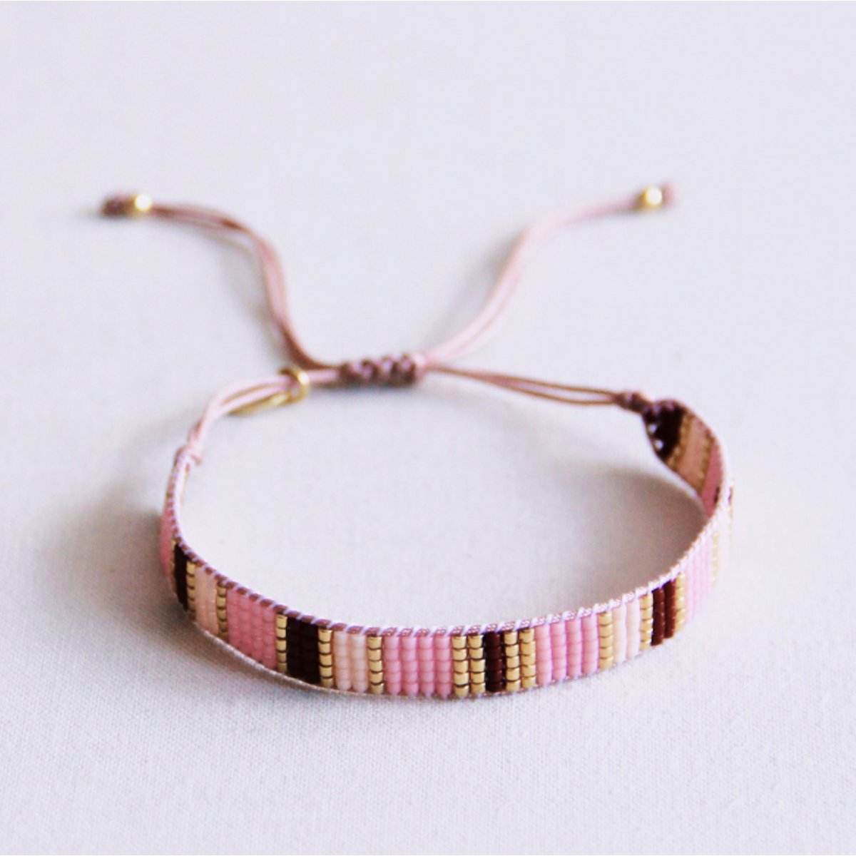 Weven Bracelet Striped - naakt/roze/bruin - Afbeelding 2