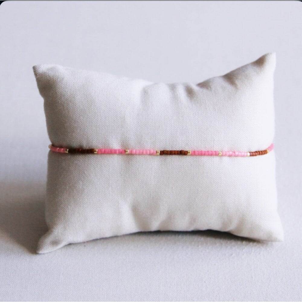 Miyuki armband kleurblokkering - roze/cognac/lichtroze - Afbeelding 2