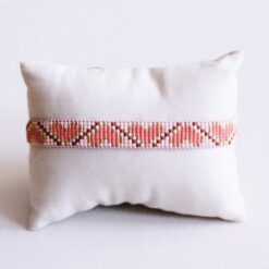 Hartpatroon geweven armband - Coral/cognac