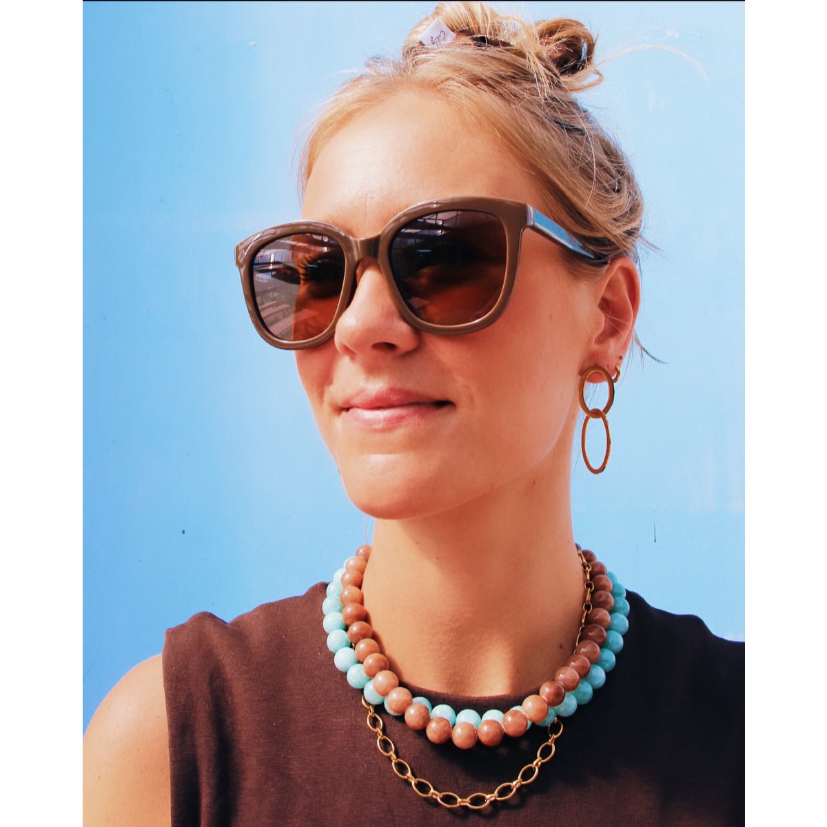 Oorbellen met gekoppelde ovale ringen - goud - Afbeelding 3