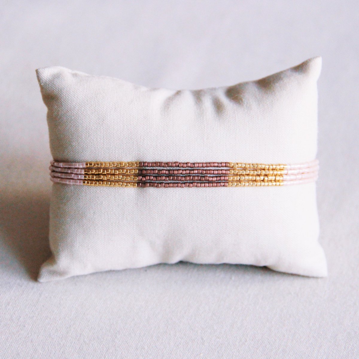 Viervoudige Miyuki -armband - naakt/taupe/goud vergulde - Afbeelding 3