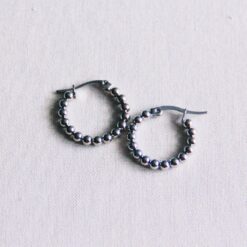 Alternative view of EA505.2: Stainless steel creole 20mm βballsβ β silver