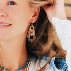 Alternative view of RVS statement oorbel gedraaide ringen - goud