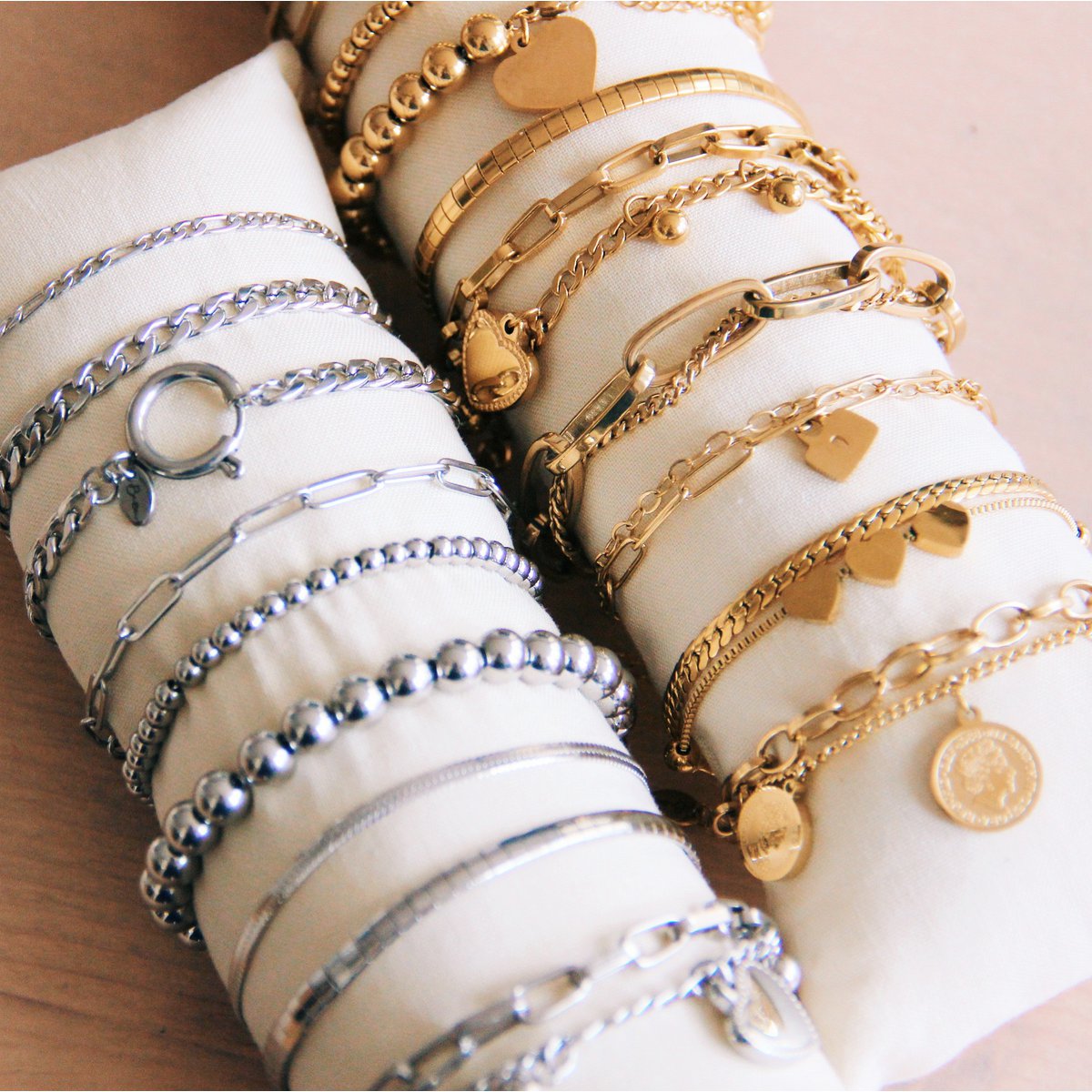 SA831: Stalen kralenarmband "Small" - zilver - Afbeelding 3