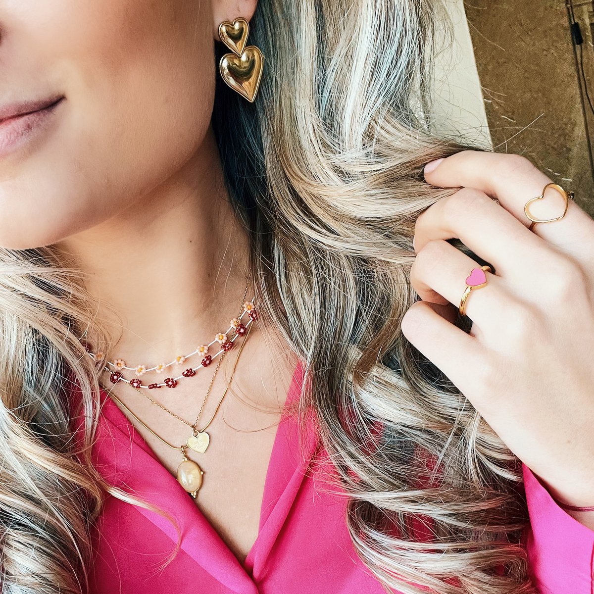 Halsketting madeliefjes - nude/goud - FI100 - Afbeelding 4