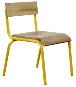 Originele stoel hout-metaal geel (set van 2)