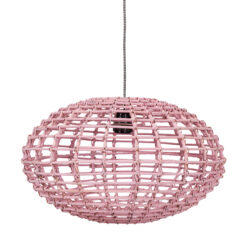 Pompoen hanglamp rotan roze