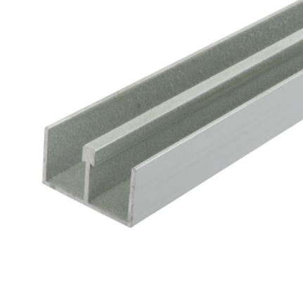 Schuifruiten beslag 2500 mm set – incl. optie glas of spiegel – Mat aluminium - Afbeelding 2