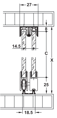 Schuifruiten beslag 2500 mm set – incl. optie glas of spiegel – Mat aluminium - Afbeelding 11