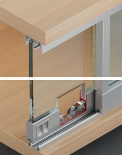 Schuifruiten beslag 2500 mm set – incl. optie glas of spiegel – Mat aluminium